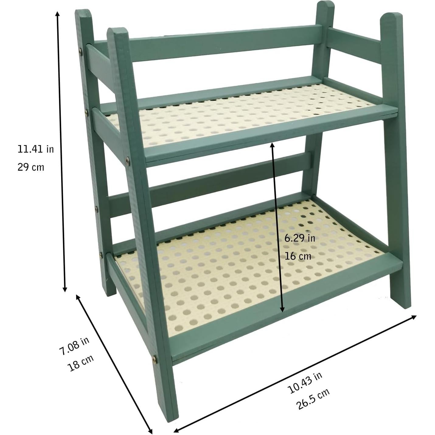 Soporte de Exhibición de Madera Kornnapa 2 Niveles Verde