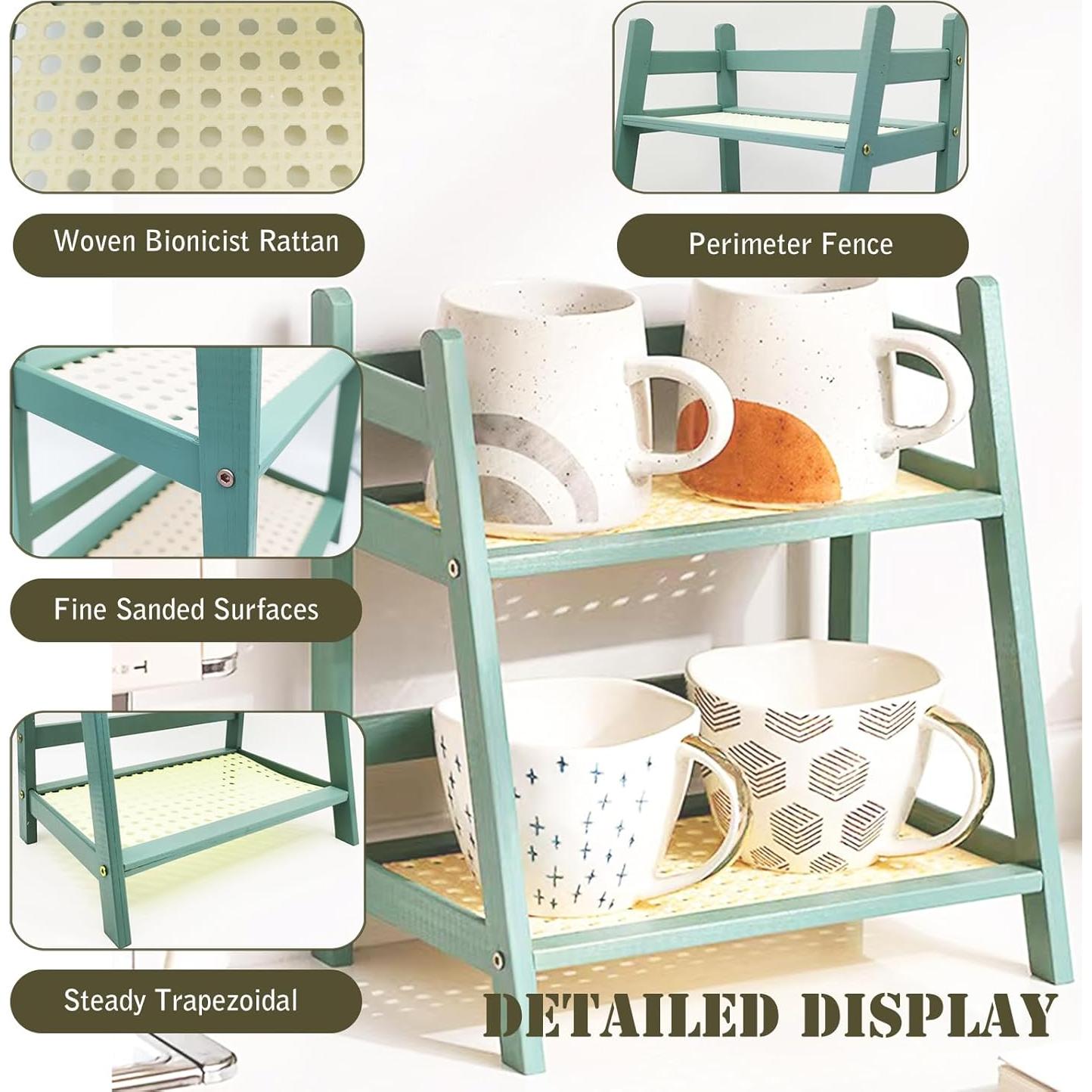 Soporte de Exhibición de Madera Kornnapa 2 Niveles Verde