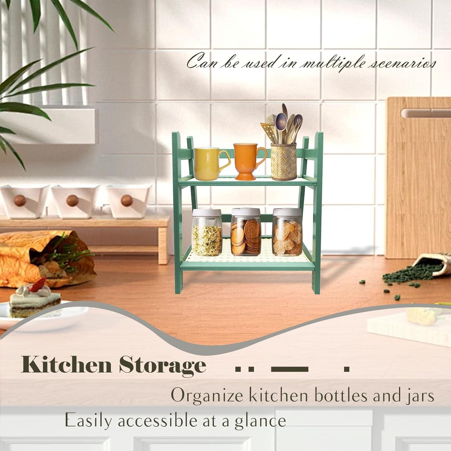 Soporte de Exhibición de Madera Kornnapa 2 Niveles Verde