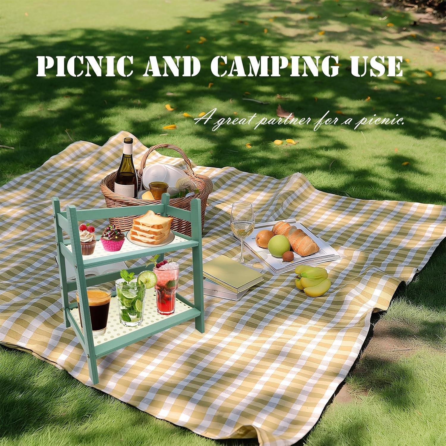 Soporte de Exhibición de Madera Kornnapa 2 Niveles Verde