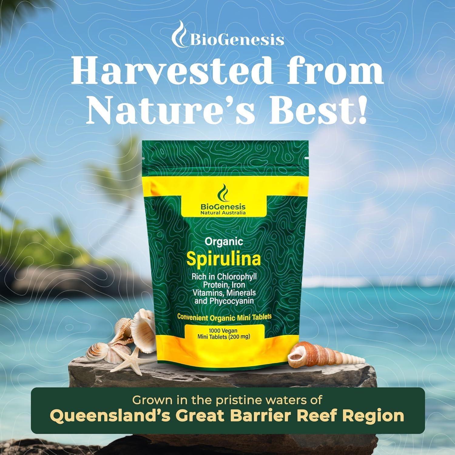Espirulina Orgánica BioGenesis Mini Tabletas 1000 Unidades 200mg