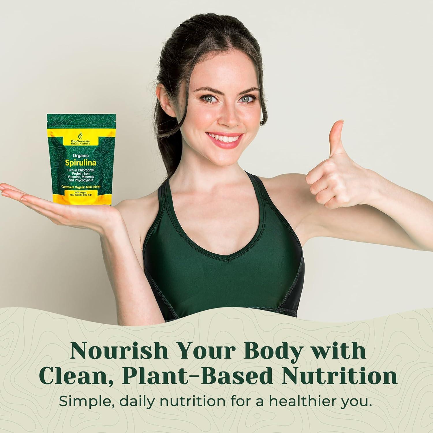 Espirulina Orgánica BioGenesis Mini Tabletas 1000 Unidades 200mg