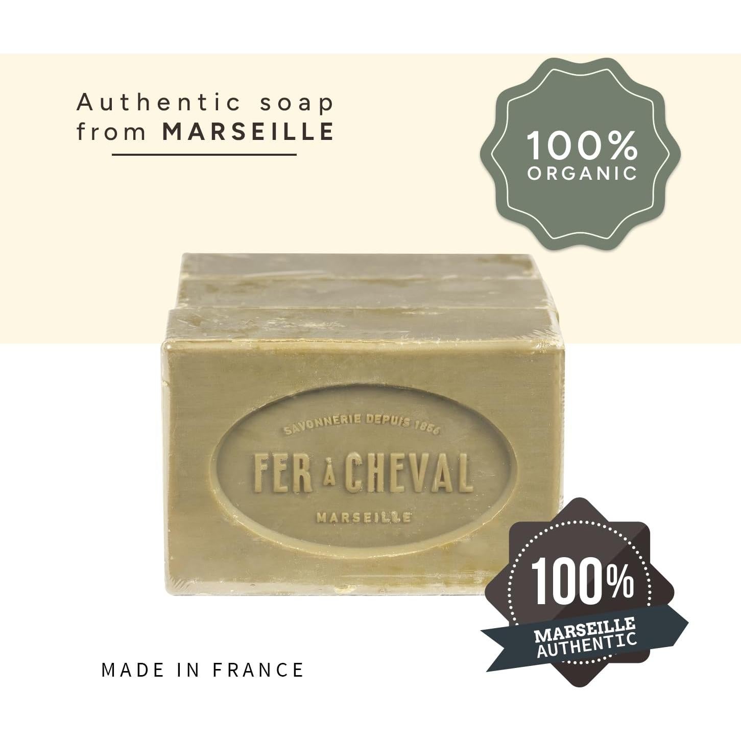 Jabón de Marseille Fer à Cheval 250g Aceite de Oliva Puro - 3 Paquetes