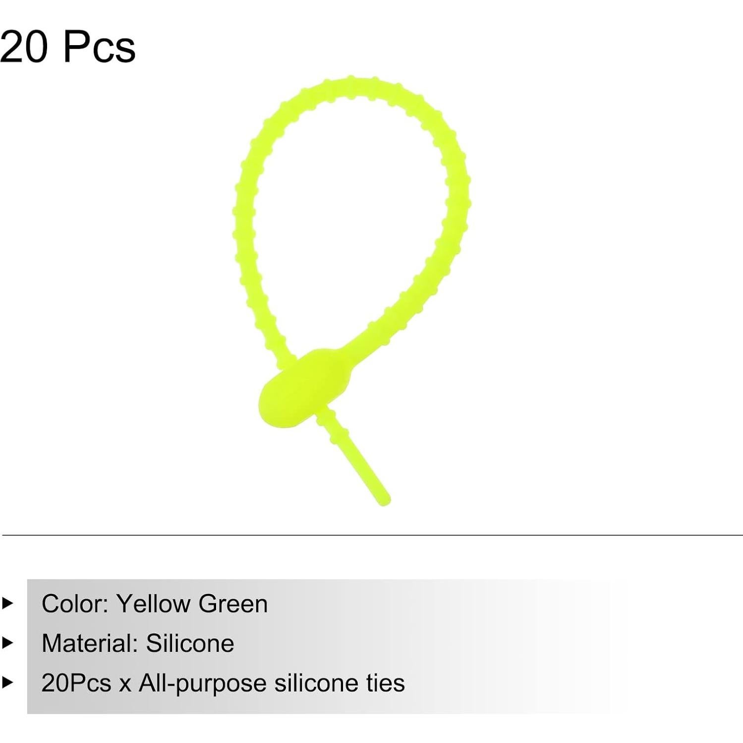 Sujetadores de Cable de Silicona MECCANIXITY 20 Pcs 15 cm Verde Amarillo