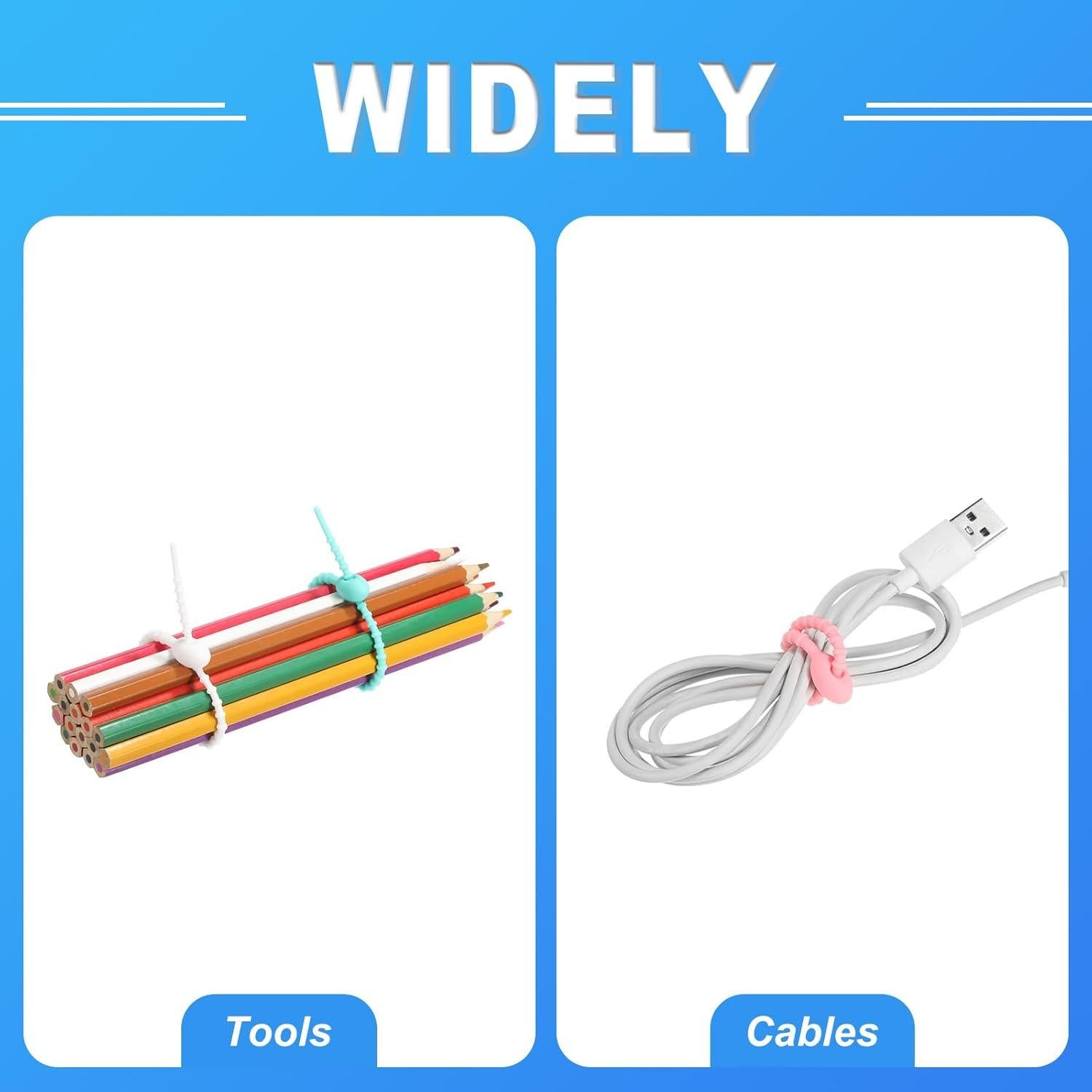 Sujetadores de Cable de Silicona MECCANIXITY 20 Pcs 15 cm Verde Amarillo