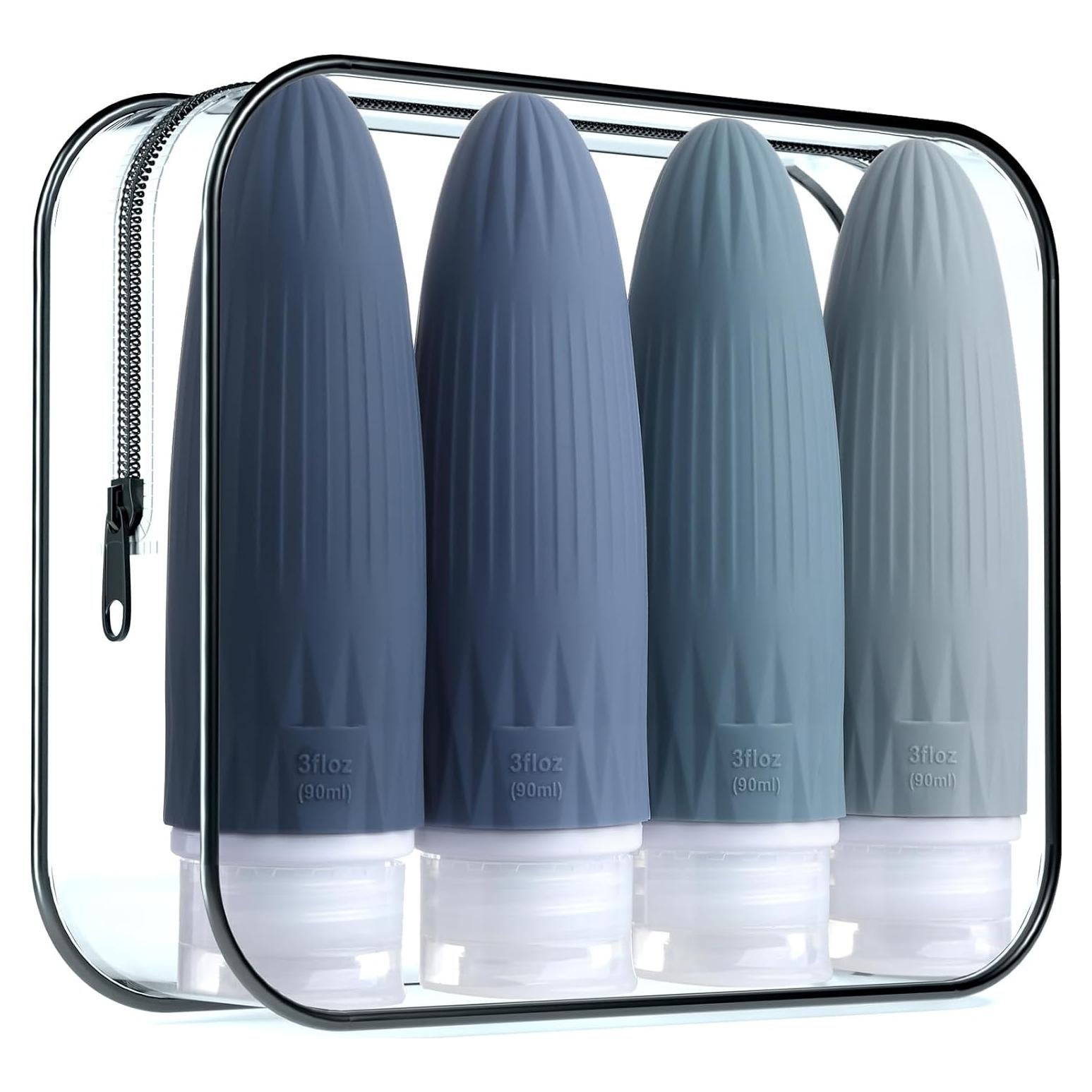 Botellas de Viaje Gemice 4 Piezas Silicona 89ml A Prueba de Fugas