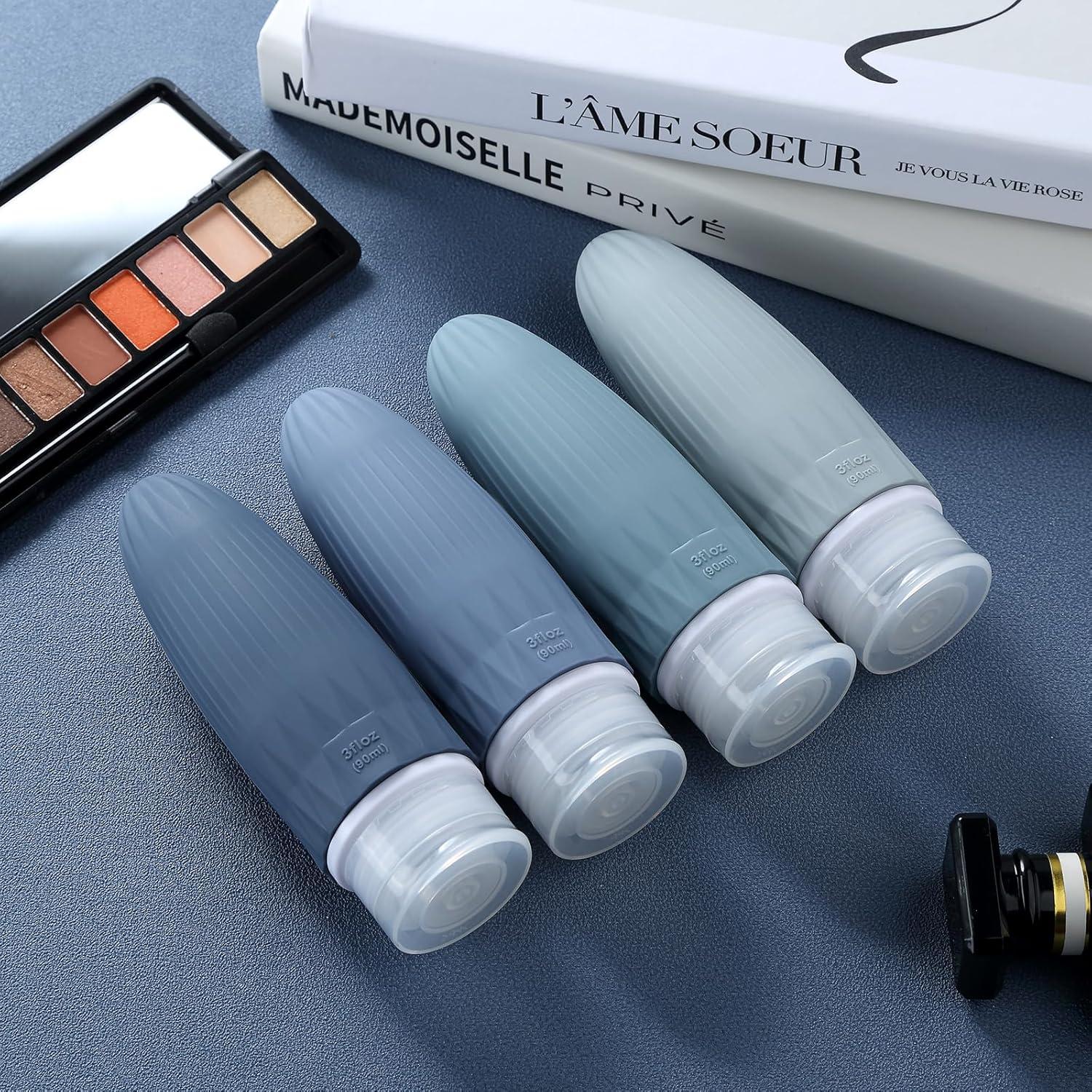 Botellas de Viaje Gemice 4 Piezas Silicona 89ml A Prueba de Fugas