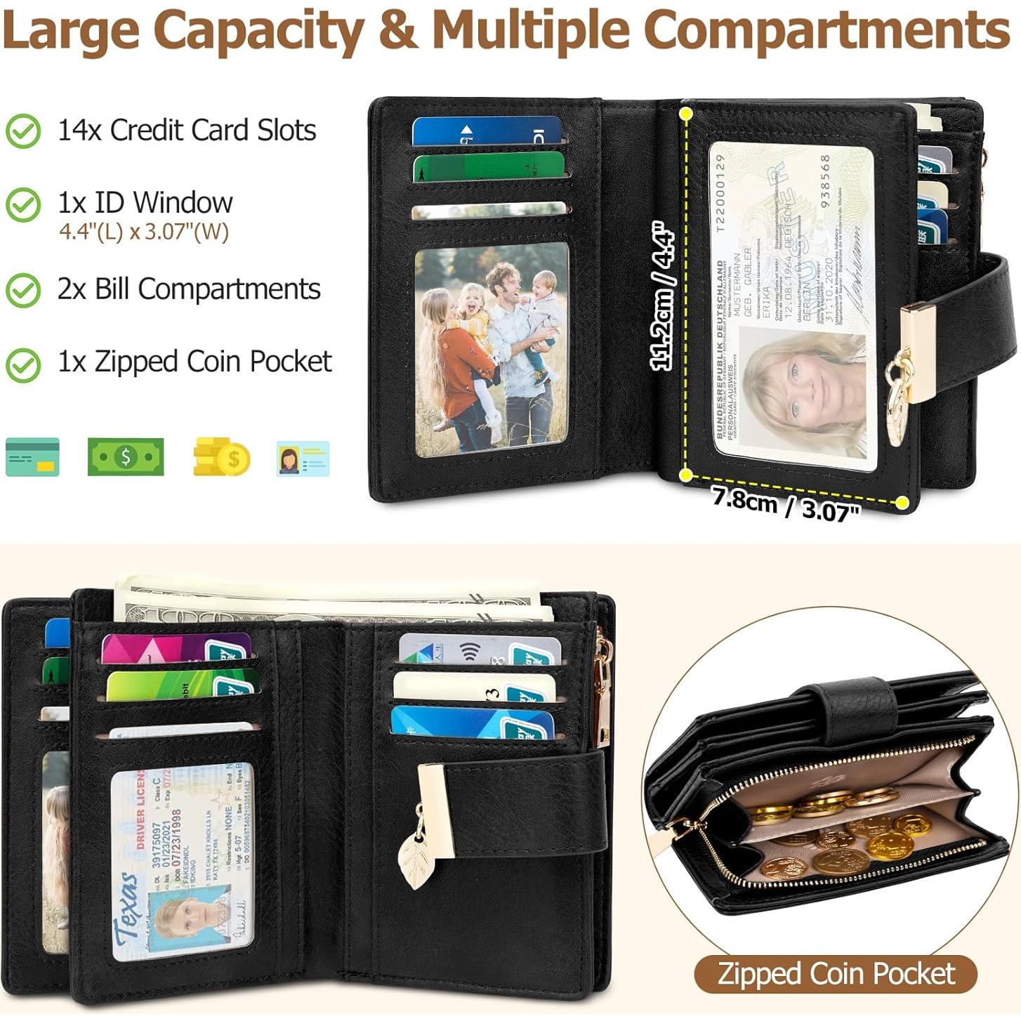 Cartera Pequeña HUANLANG de Cuero con Bloqueo RFID para Mujeres