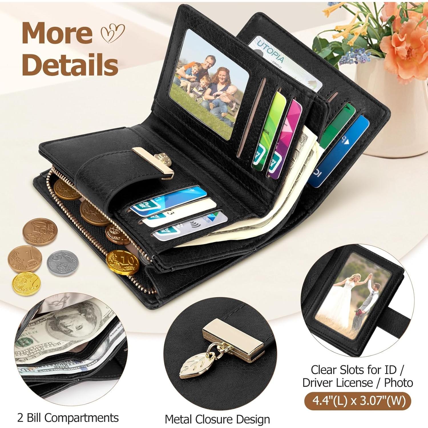 Cartera Pequeña HUANLANG de Cuero con Bloqueo RFID para Mujeres