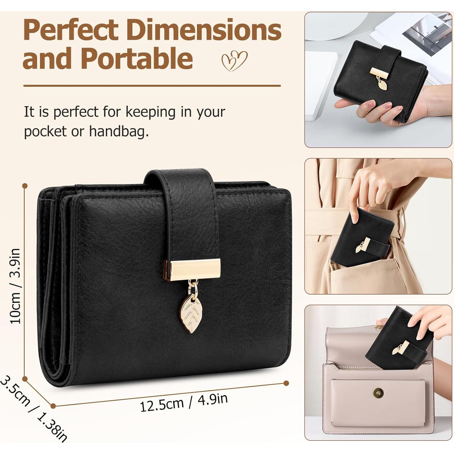 Cartera Pequeña HUANLANG de Cuero con Bloqueo RFID para Mujeres