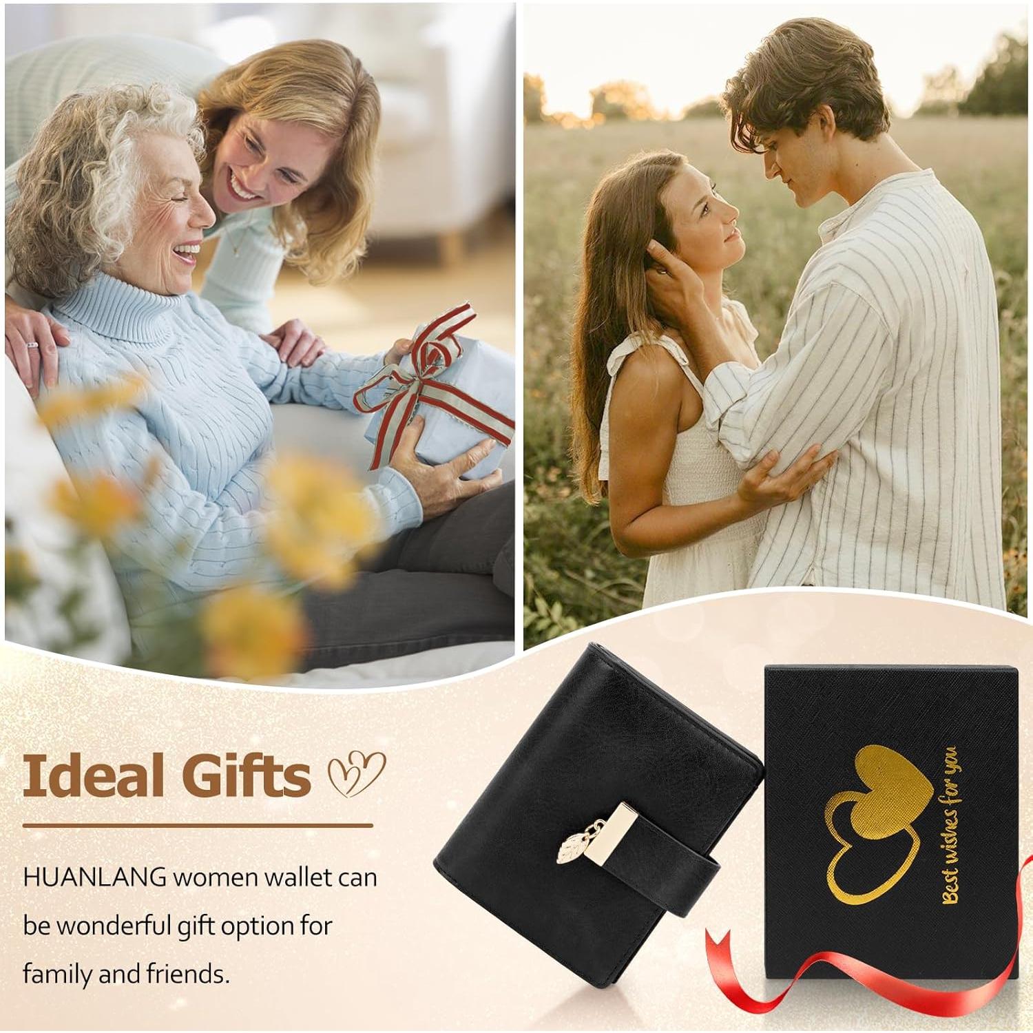 Cartera Pequeña HUANLANG de Cuero con Bloqueo RFID para Mujeres