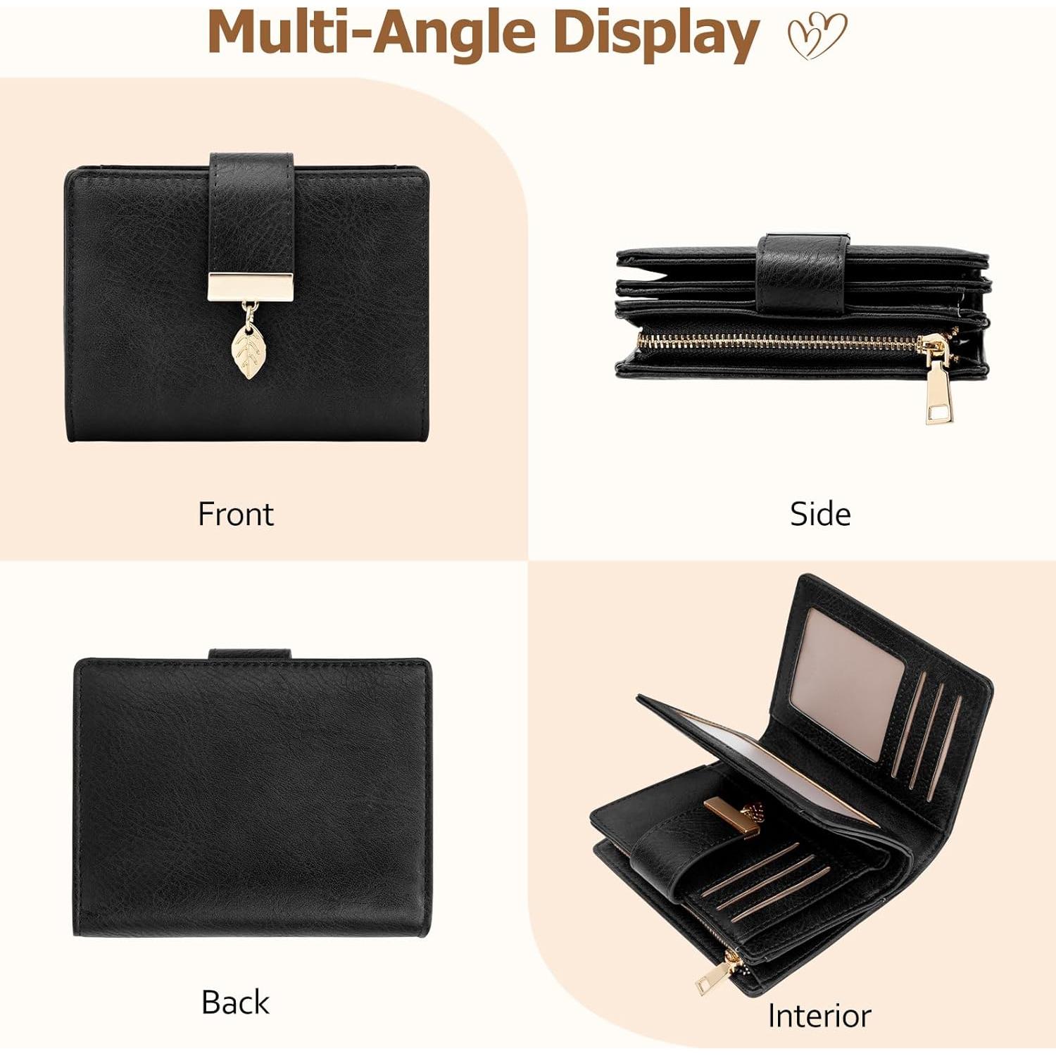 Cartera Pequeña HUANLANG de Cuero con Bloqueo RFID para Mujeres