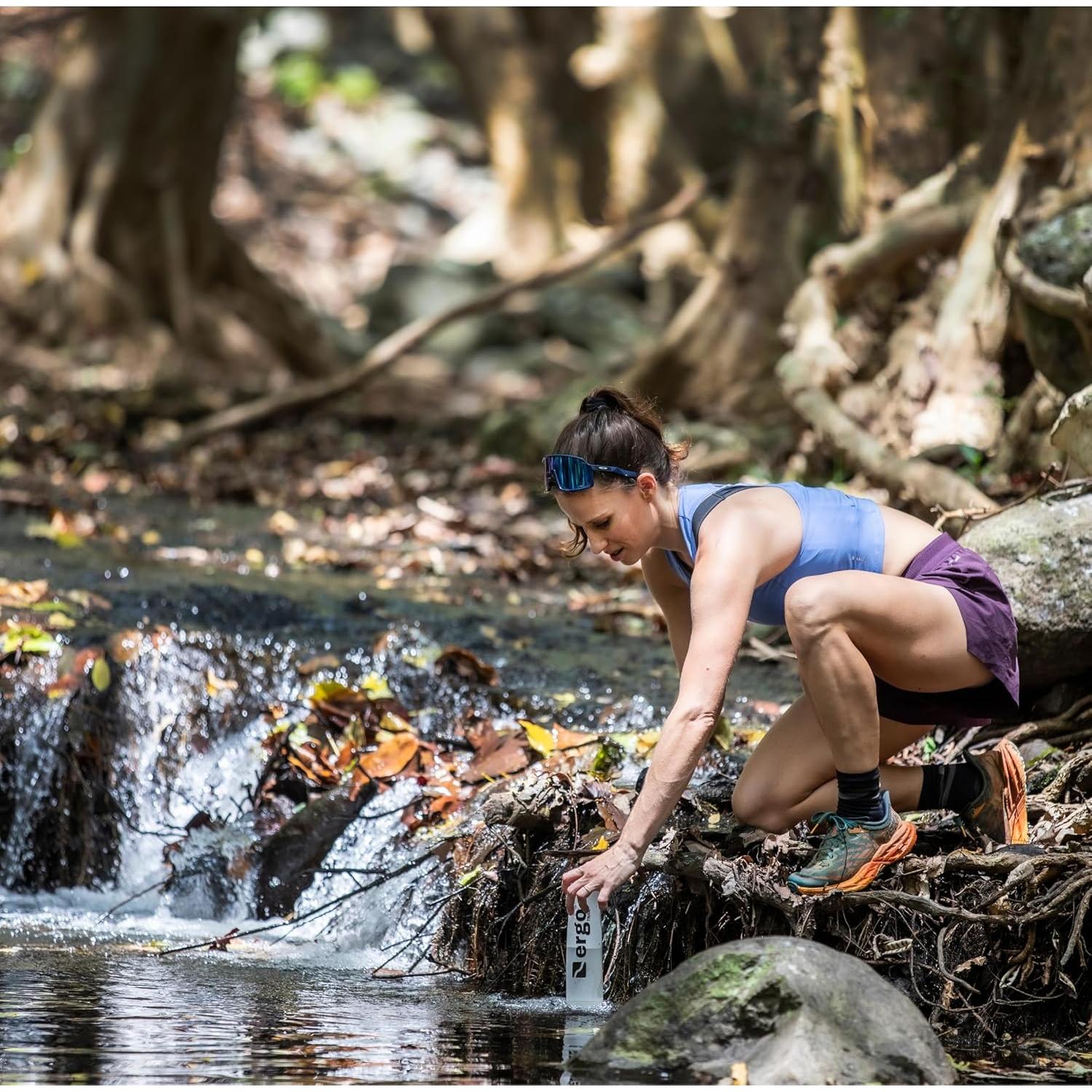 Botella de Agua Plegable Ergotrail con Filtro 500ml - Ligera y Sin Fugas