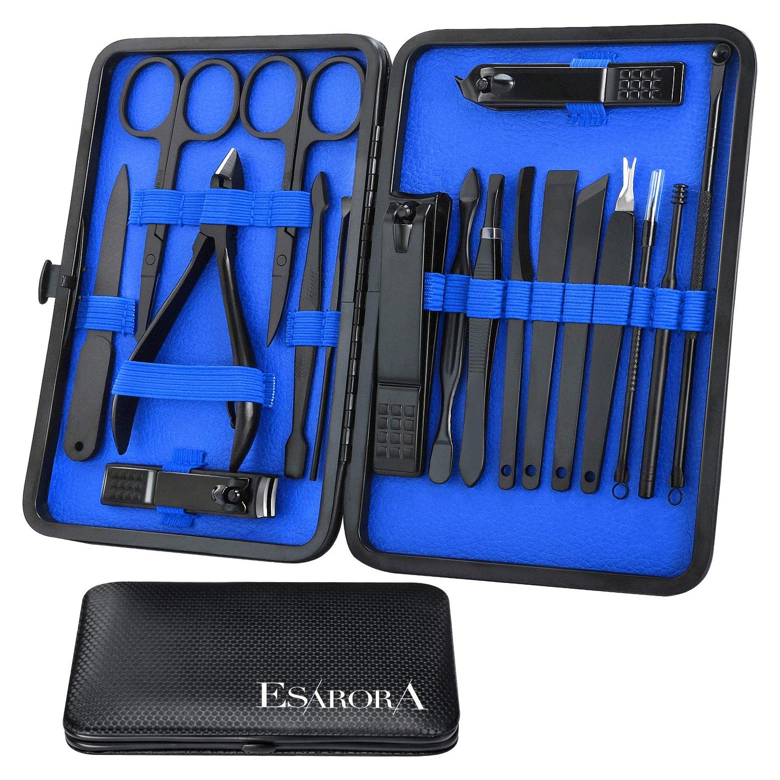 Kit de Manicura Profesional ESARORA 18 Piezas Acero Inoxidable