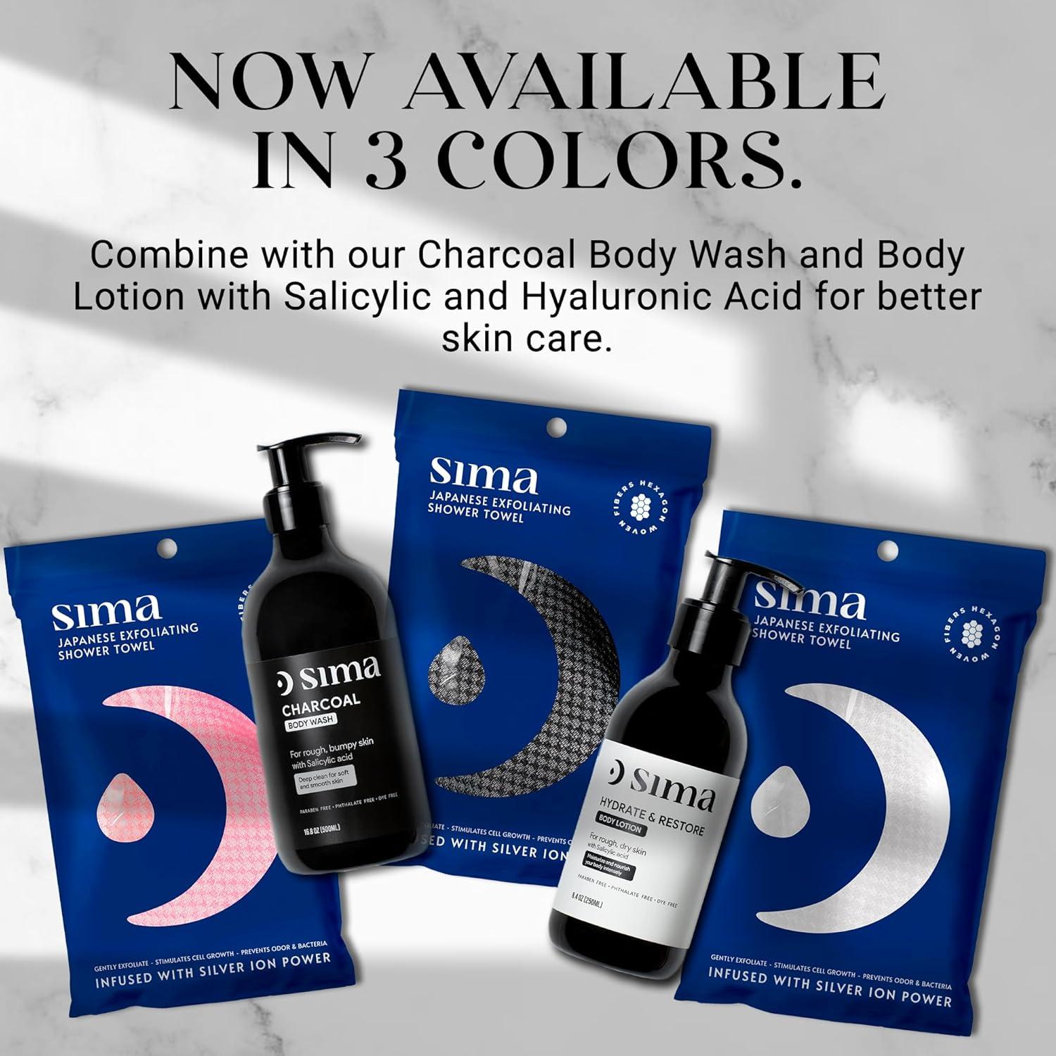 Toalla Exfoliante Corporal Sima - 119 cm, 2 Lados, Negra