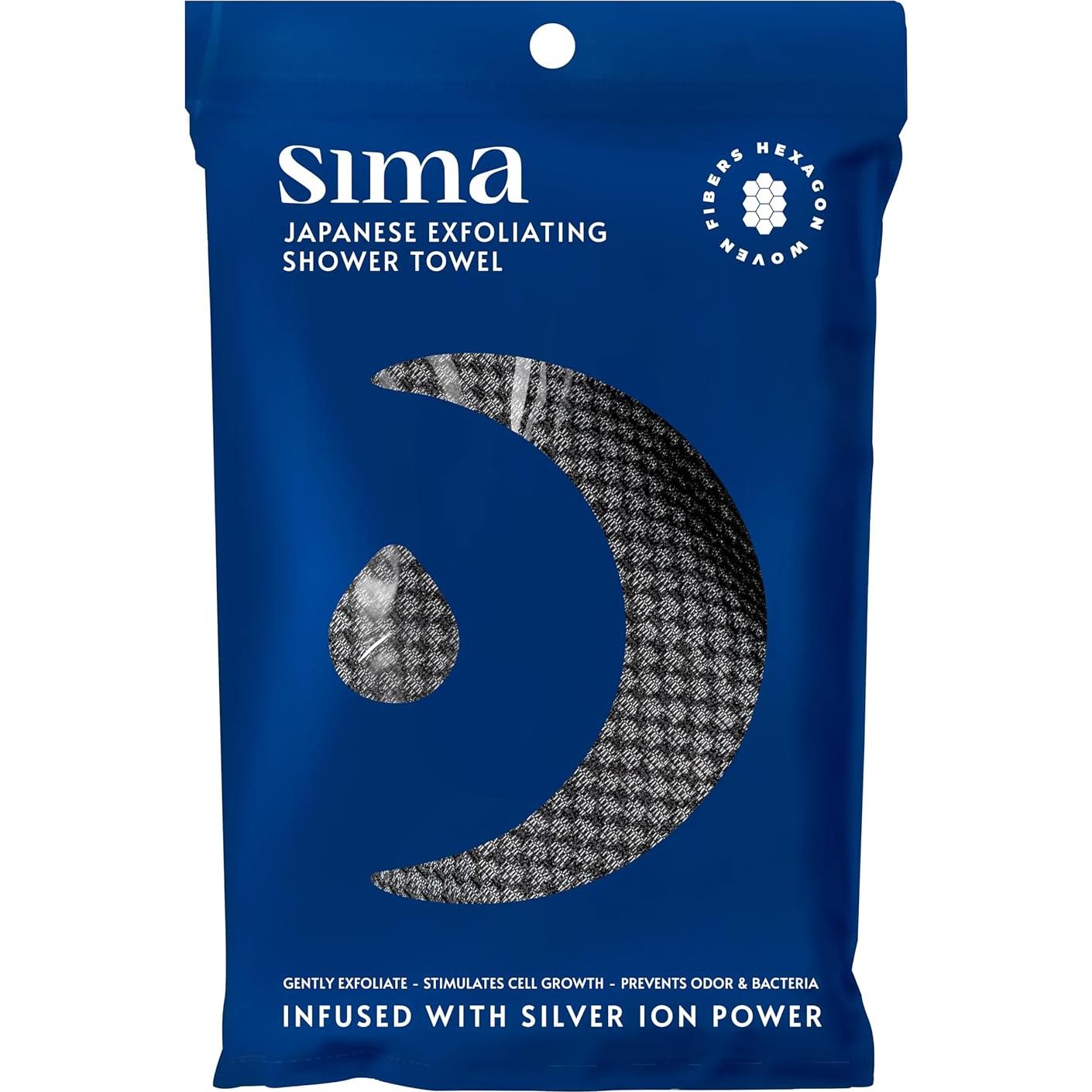 Toalla Exfoliante Corporal Sima - 119 cm, 2 Lados, Negra