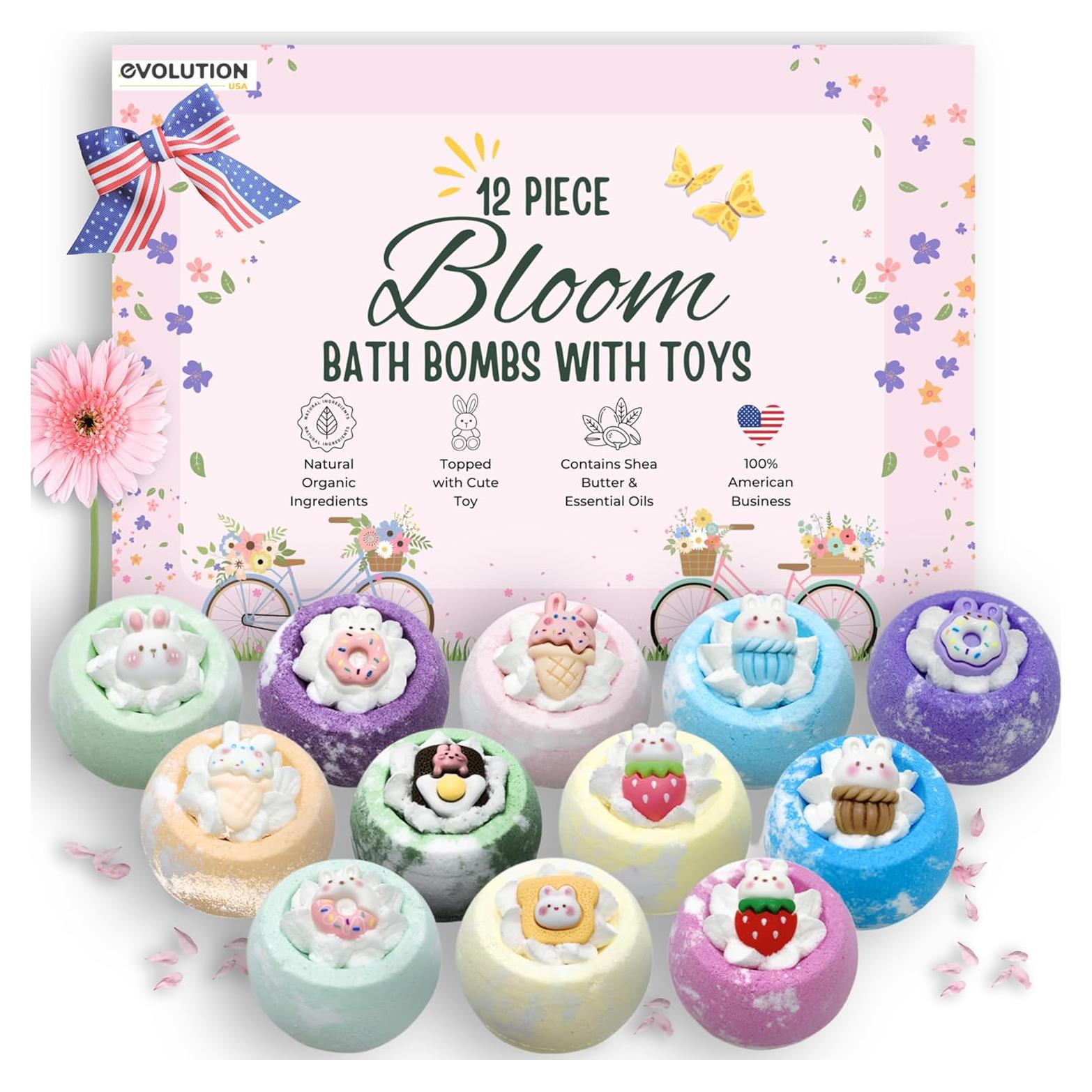 Bombas de Baño Bloom EvolutionUSA 12 Piezas con Juguetes