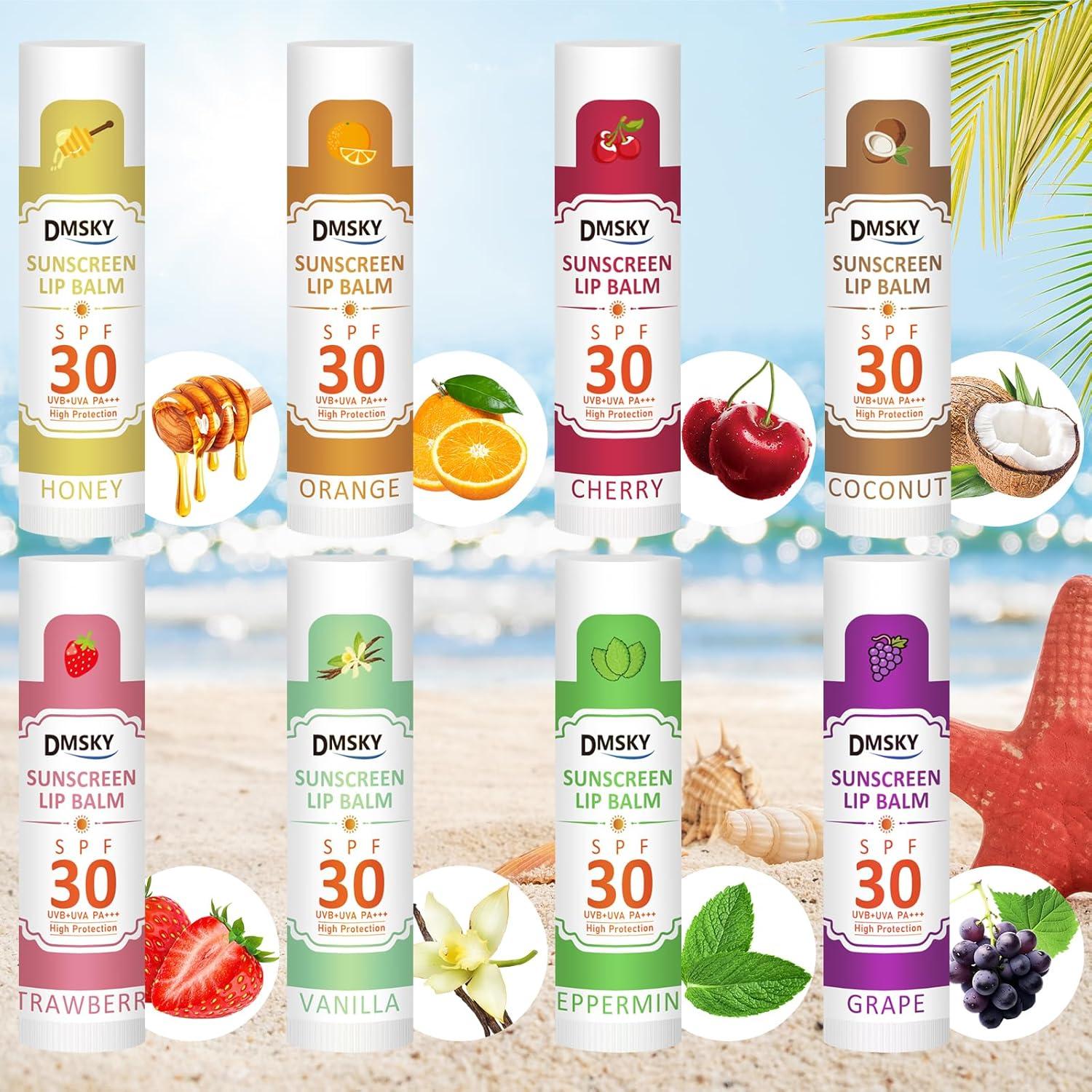 Bálsamo Labial DMSKY SPF 30 - 8 Piezas, Hidratante y Protector