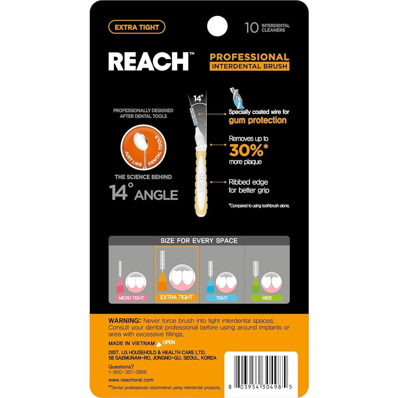 Limpiadores Interdentales Reach 0.7mm - 10 Cepillos para Dientes
