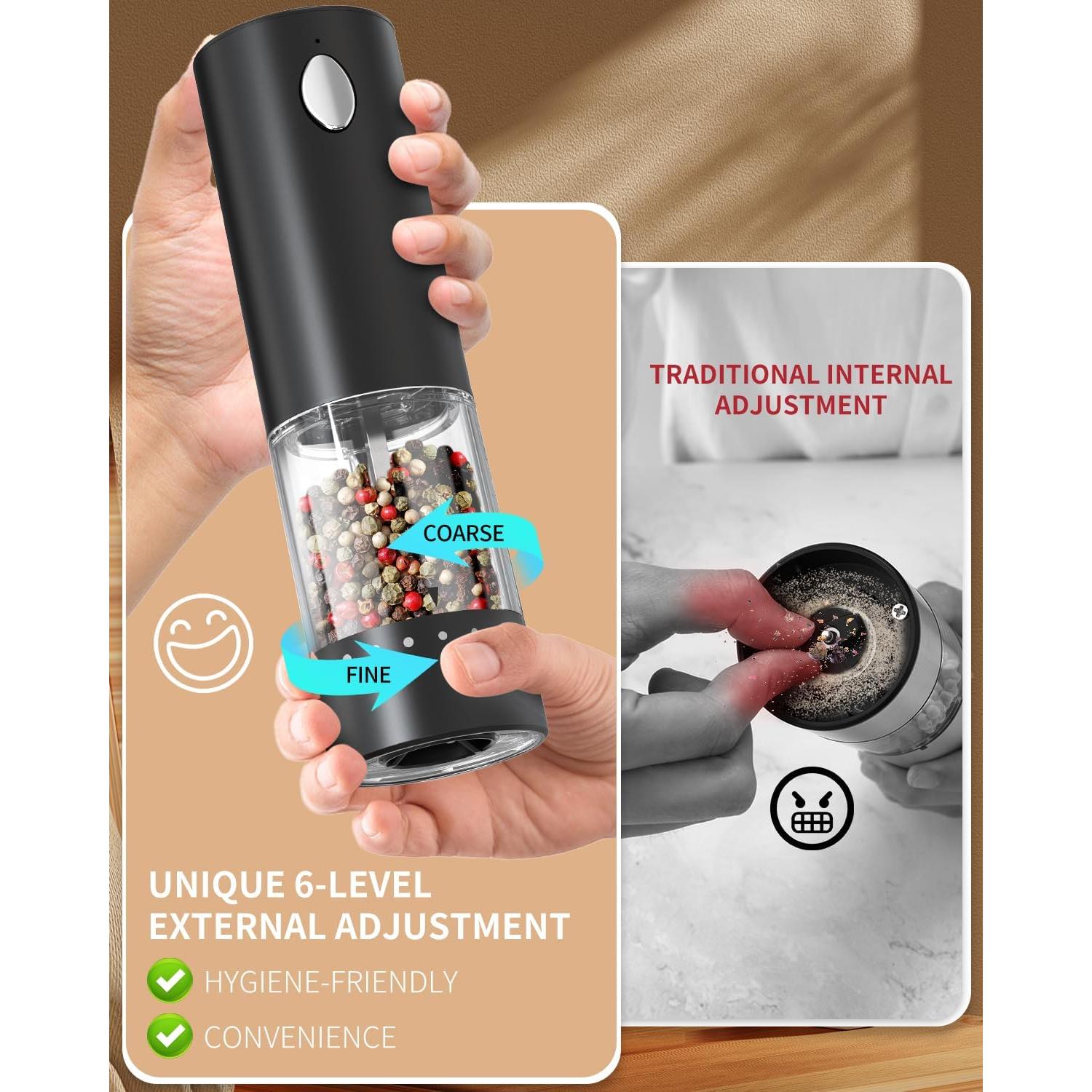 Molinillos de Sal y Pimienta Eléctricos CIRCLE JOY USB Negro