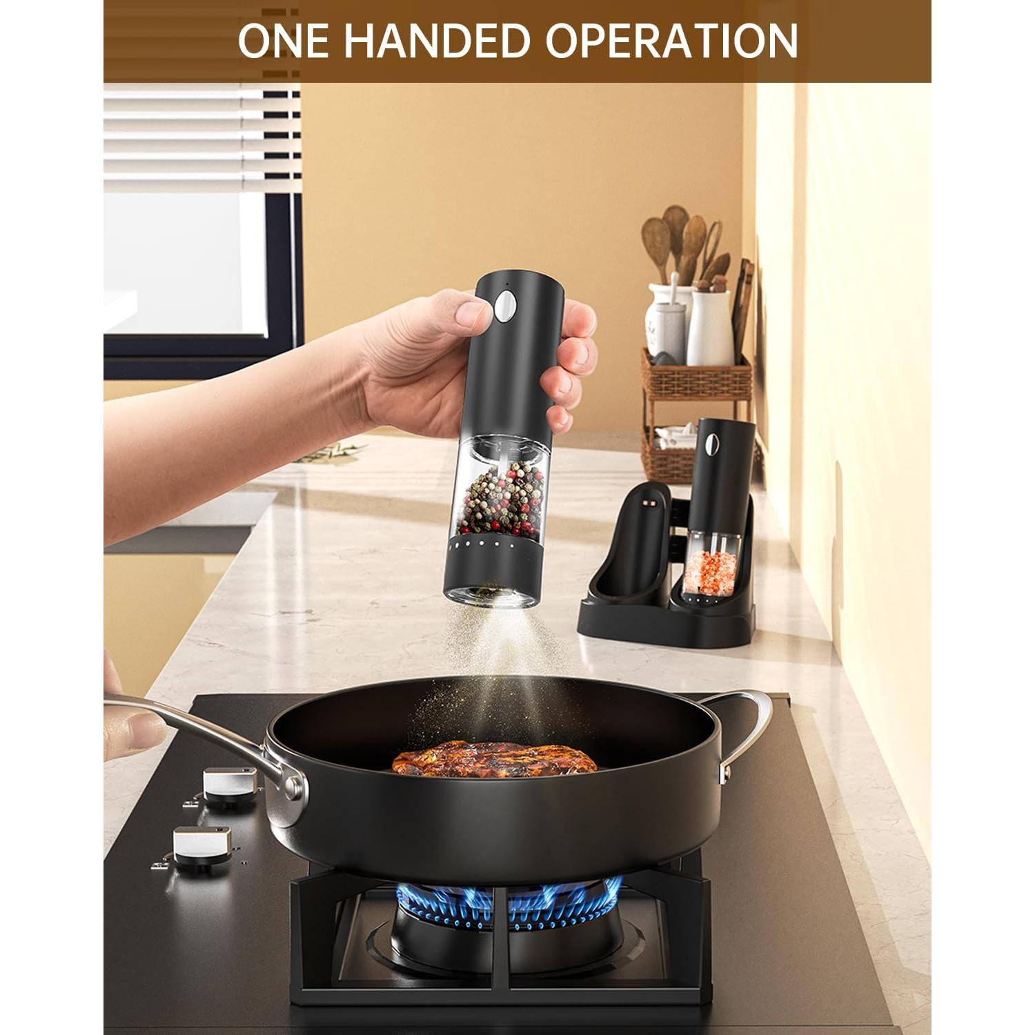 Molinillos de Sal y Pimienta Eléctricos CIRCLE JOY USB Negro