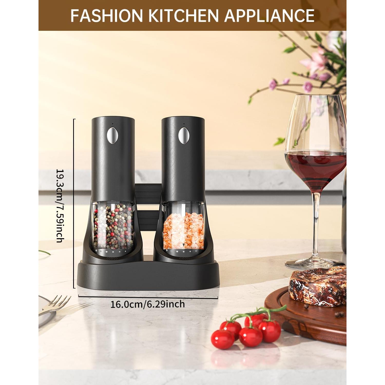 Molinillos de Sal y Pimienta Eléctricos CIRCLE JOY USB Negro