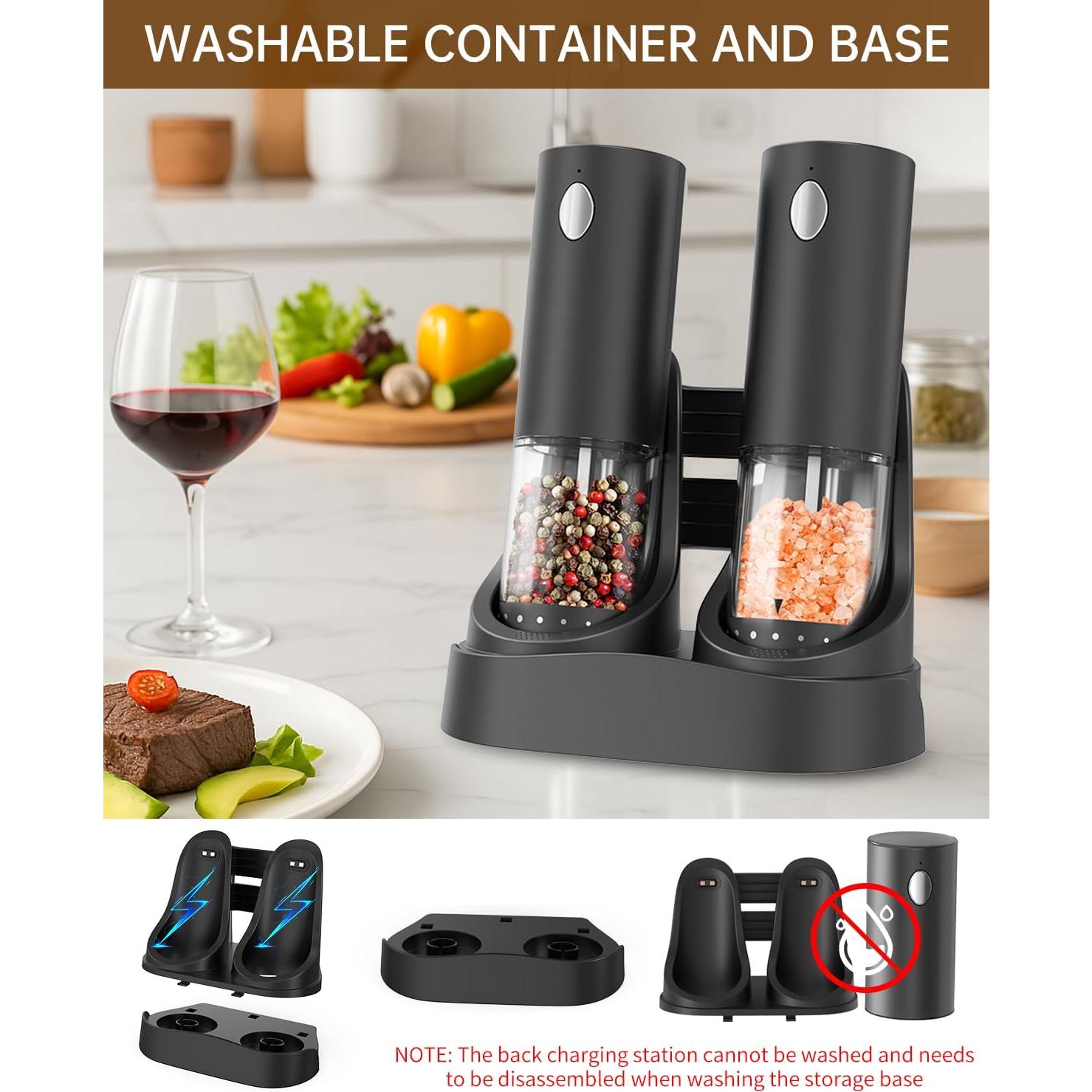 Molinillos de Sal y Pimienta Eléctricos CIRCLE JOY USB Negro