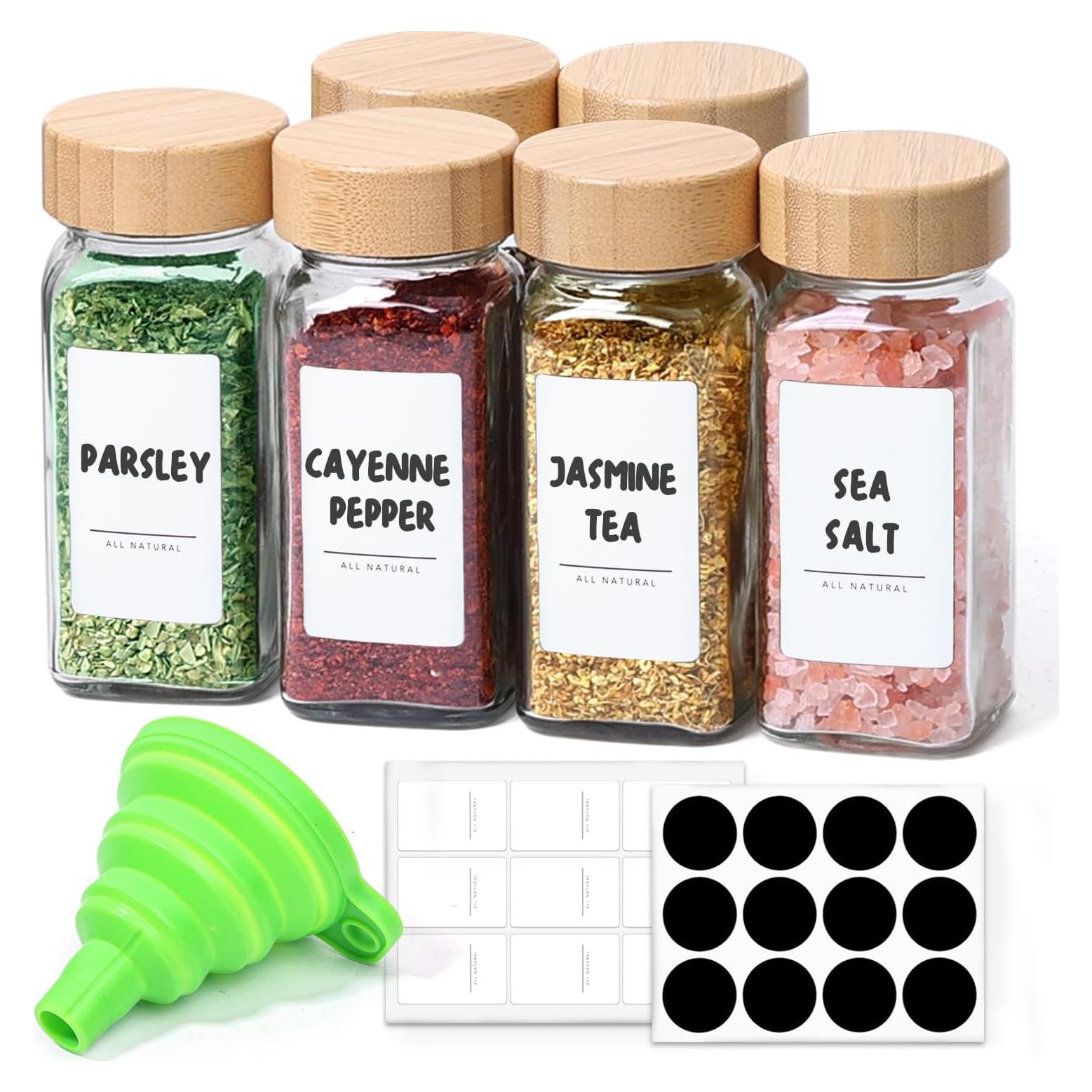 Tarros de Especias de Vidrio ComSaf 240ml 6Pcs con Etiquetas