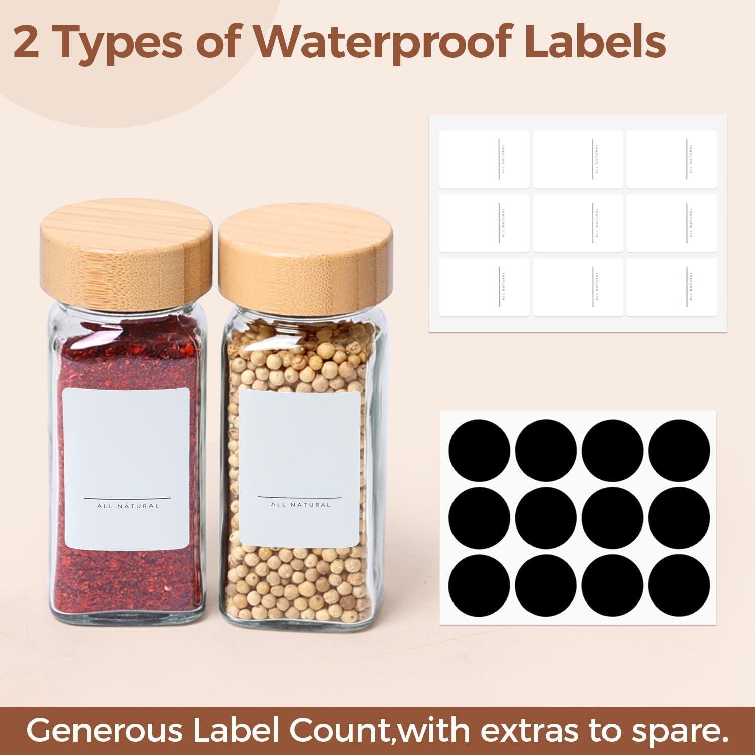 Tarros de Especias de Vidrio ComSaf 240ml 6Pcs con Etiquetas