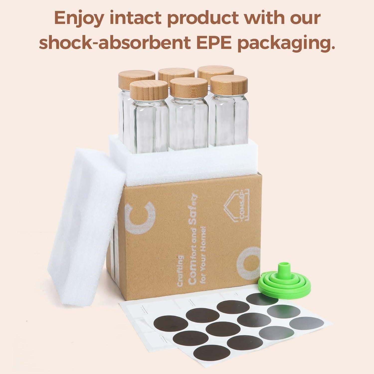 Tarros de Especias de Vidrio ComSaf 240ml 6Pcs con Etiquetas