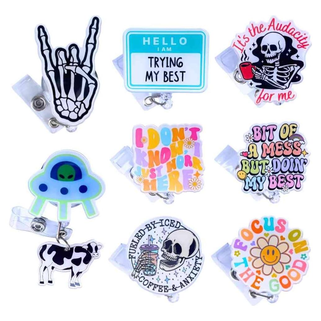 Portador de Insignia Retráctil YJ PREMIUMS 8PC Divertido