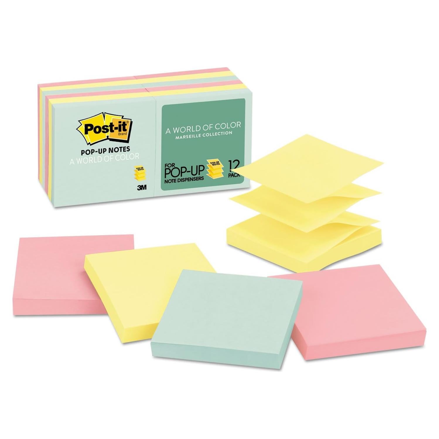 Notas Post-it Dispensadoras 7.62x7.62 cm, 12 Bloc, Reciclables
