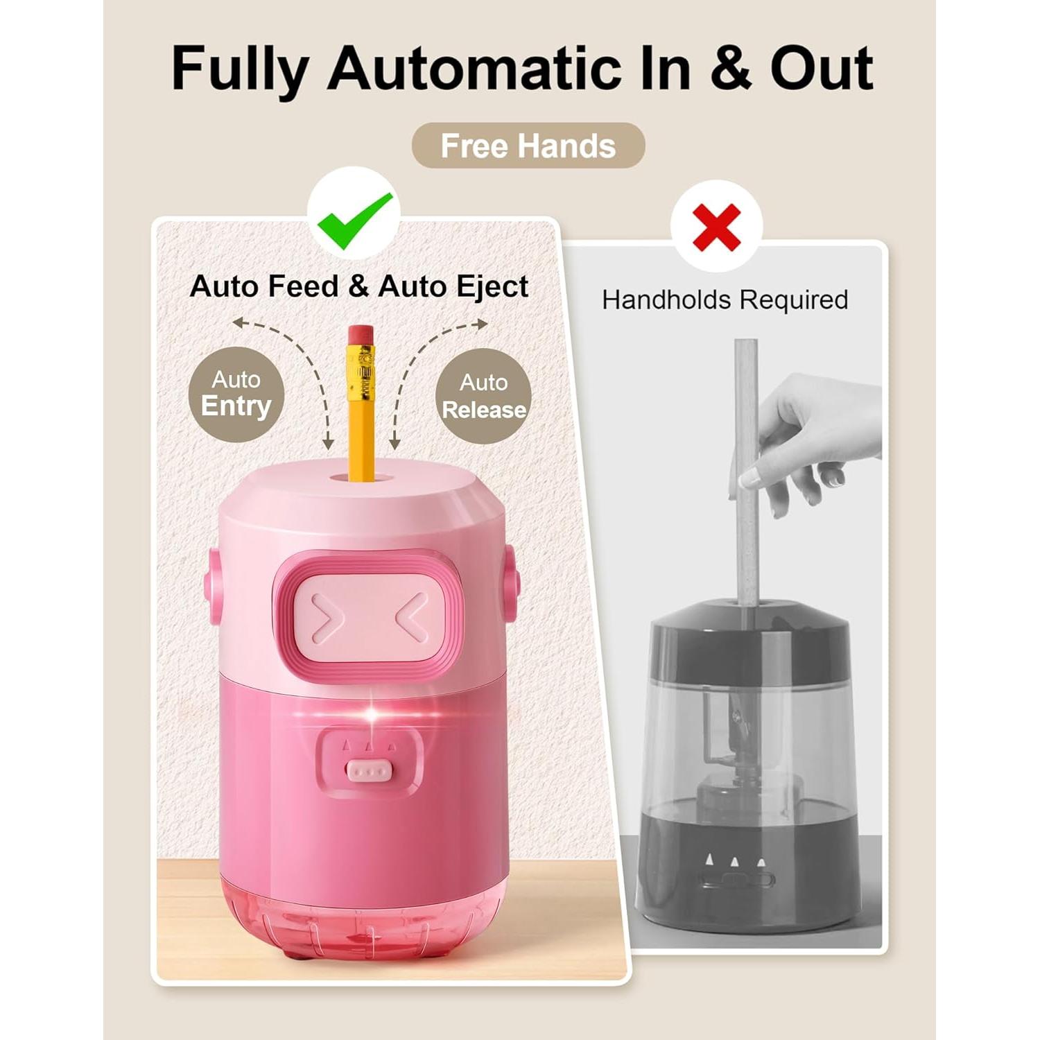 Sacapuntas Eléctrico SKOIENY Rosa Automático 6-8mm Recargable