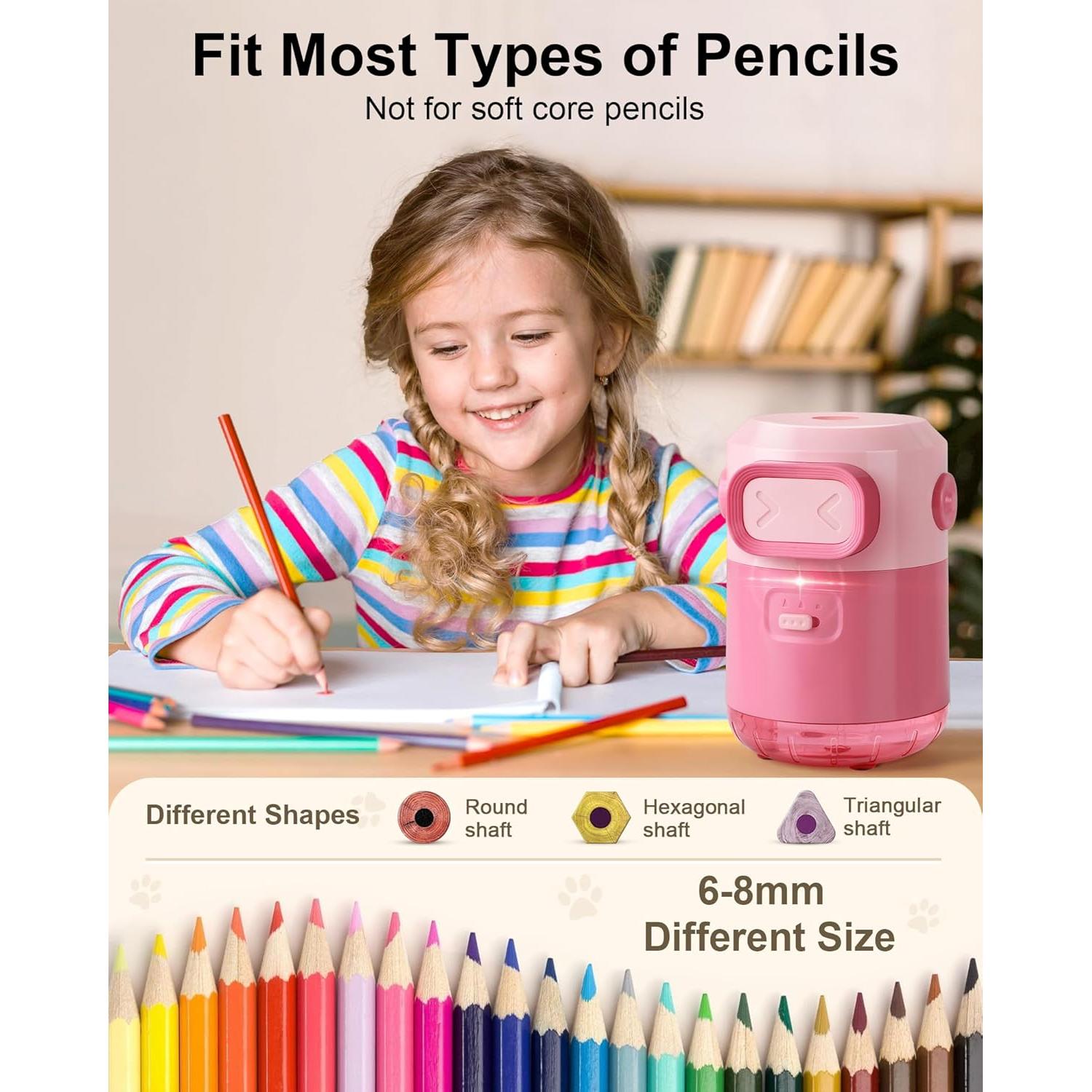 Sacapuntas Eléctrico SKOIENY Rosa Automático 6-8mm Recargable