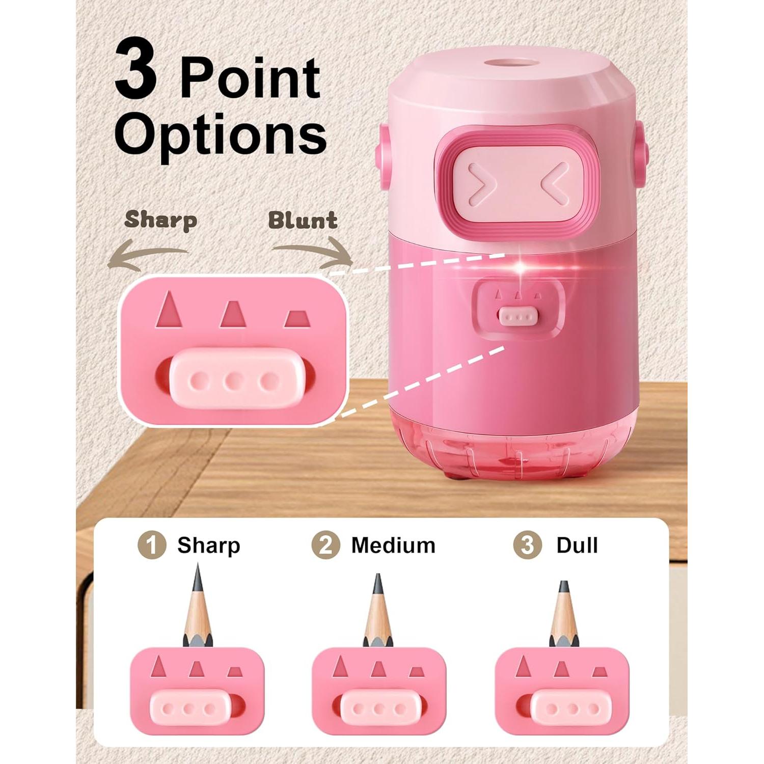 Sacapuntas Eléctrico SKOIENY Rosa Automático 6-8mm Recargable