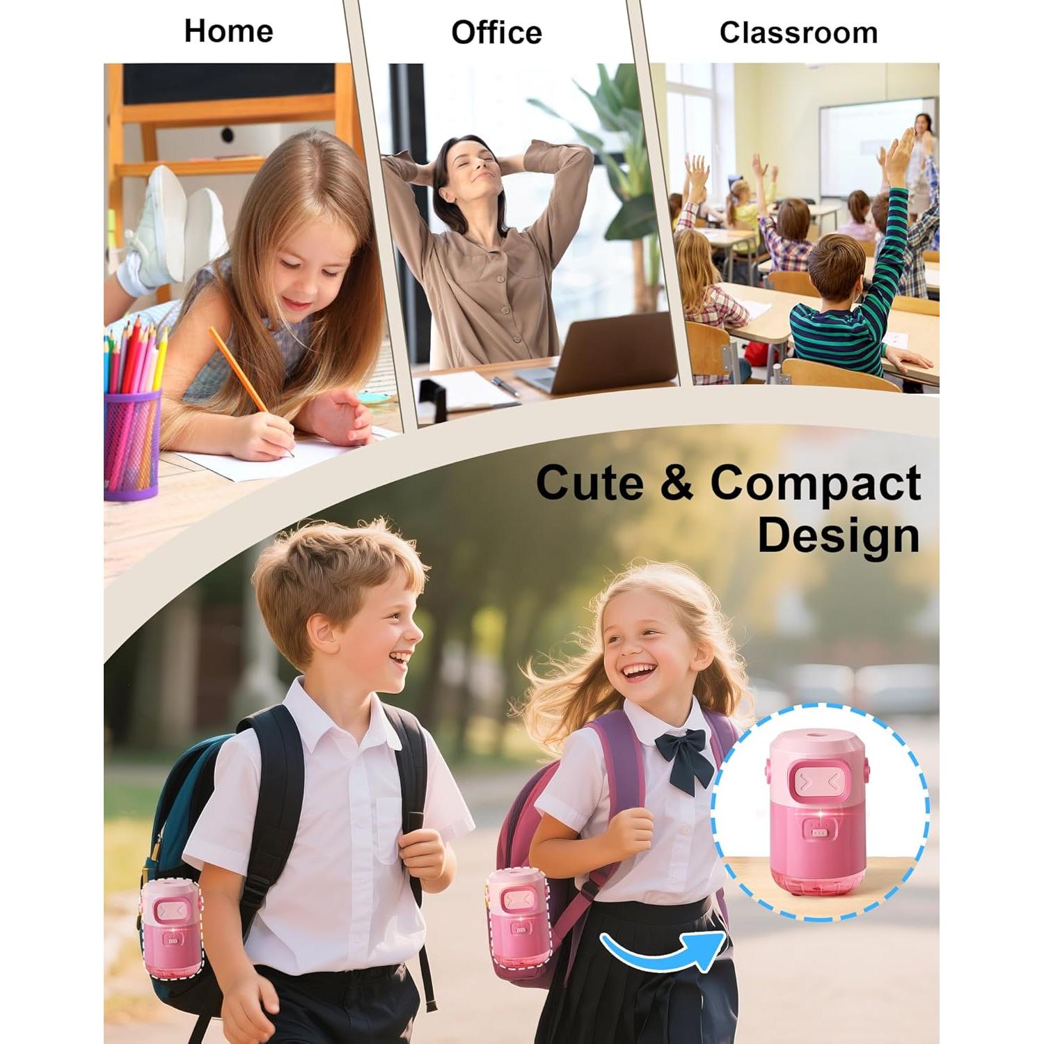 Sacapuntas Eléctrico SKOIENY Rosa Automático 6-8mm Recargable