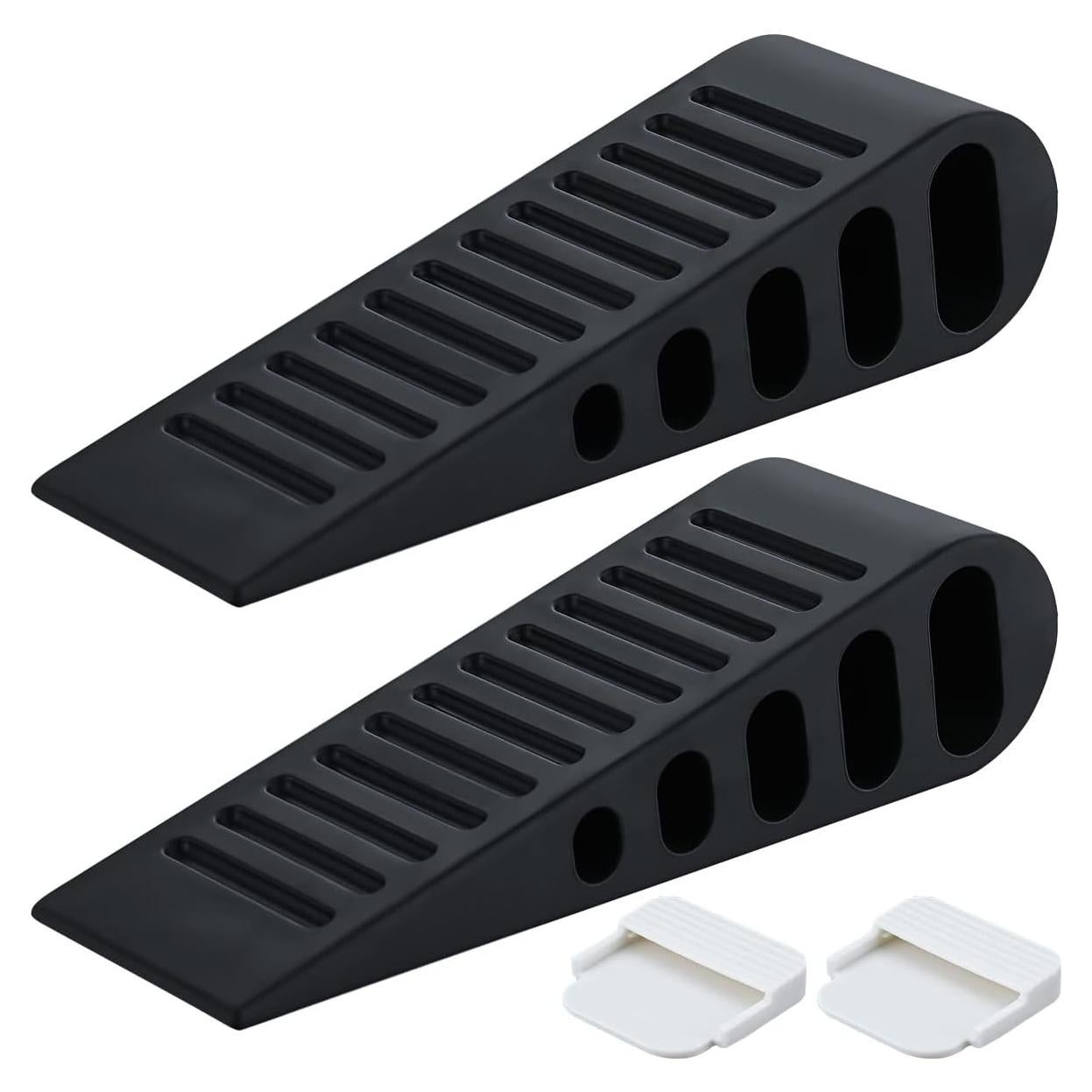 Cuña de Goma para Puerta JQK, Negro, Paquete de 2 Unidades