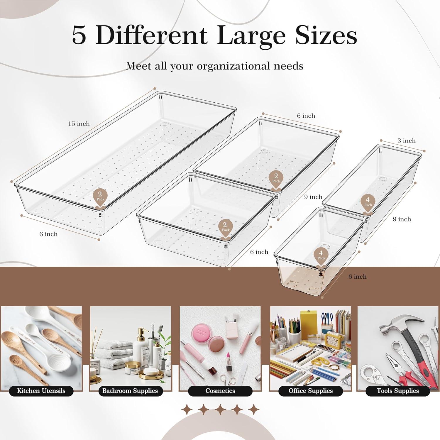 Juego de Organizadores de Cajones Criusia 14 PCS Transparente