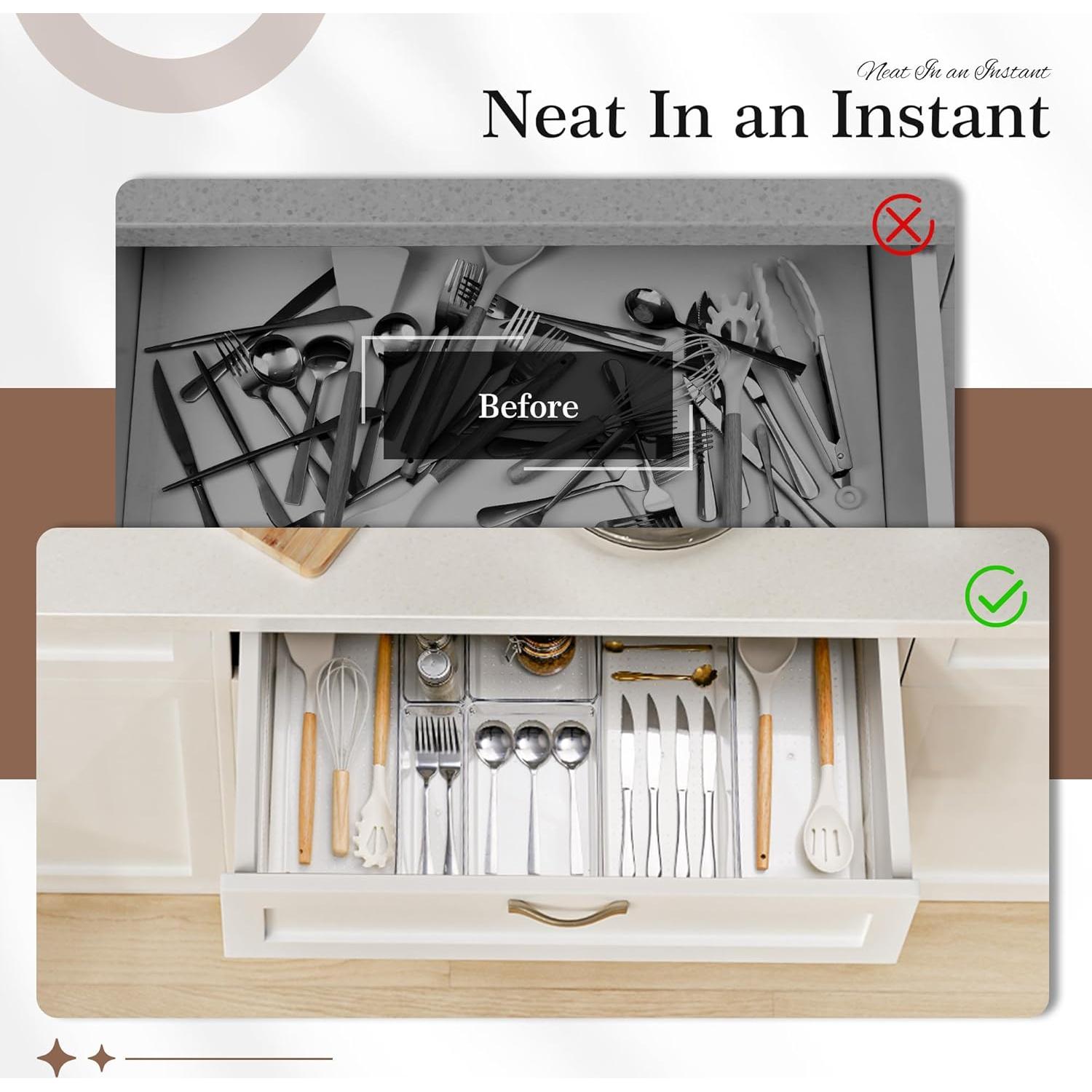 Juego de Organizadores de Cajones Criusia 14 PCS Transparente