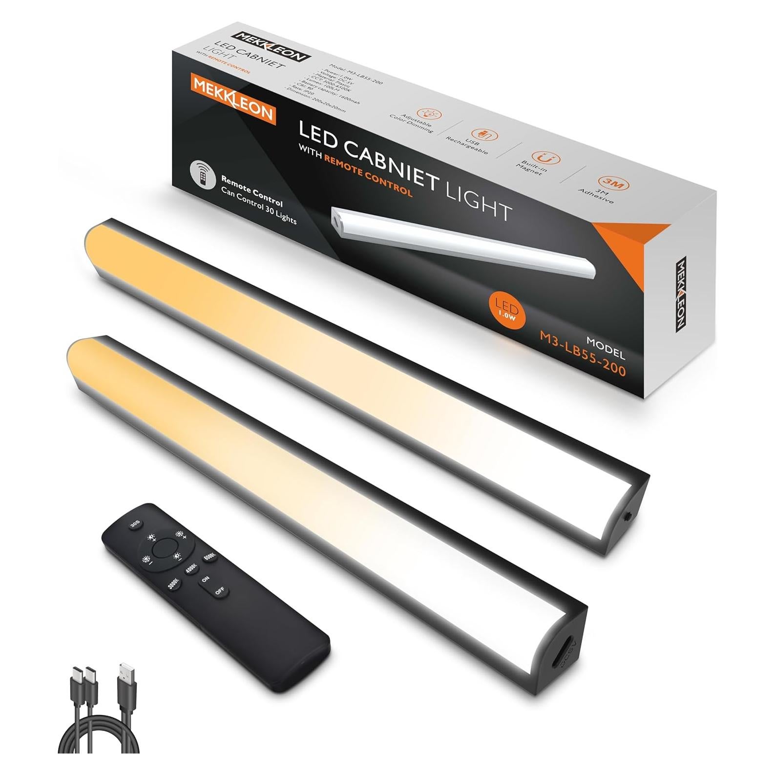 Luces Bajo Gabinete LED Inalámbricas Recargables 20cm Negro