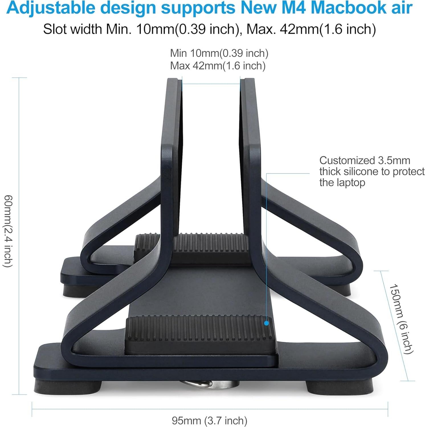 Soporte Vertical de Laptop Psitek Aluminio Ajustable 12-42mm