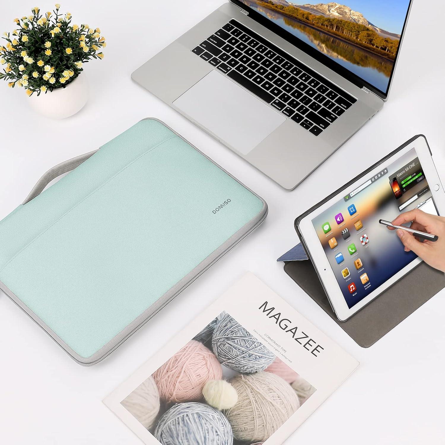 DOMISO 10.1 inch Tablet Case with Handle Water-Resistant Protective Carrying Bag for 10.5" 10.9" iPad Air / 10.2" iPad / 10.5" 11" iPad Pro/Surface Go 2 3/Lenovo Ideapad D330,Mint Green
