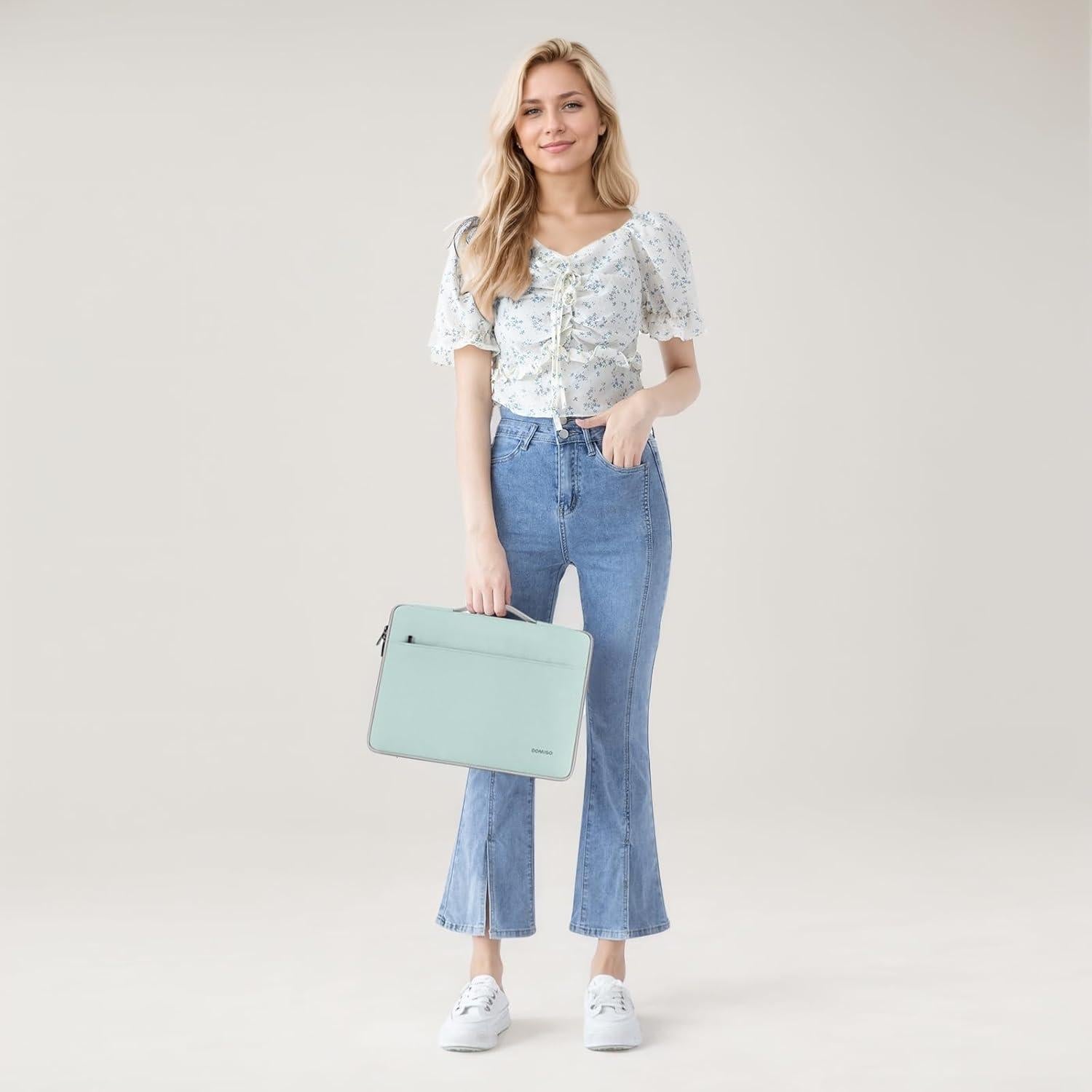 DOMISO 10.1 inch Tablet Case with Handle Water-Resistant Protective Carrying Bag for 10.5" 10.9" iPad Air / 10.2" iPad / 10.5" 11" iPad Pro/Surface Go 2 3/Lenovo Ideapad D330,Mint Green