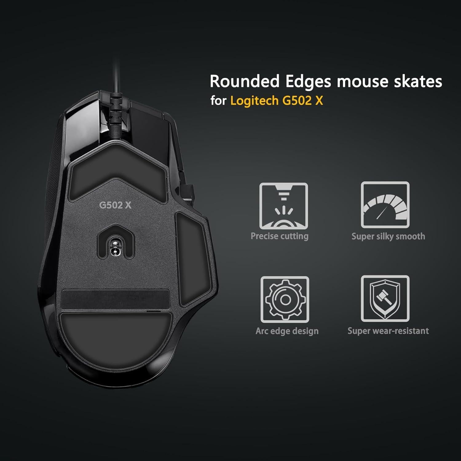 Pies de Mouse AQIDAP para Logitech G502 X - Teflón Negro