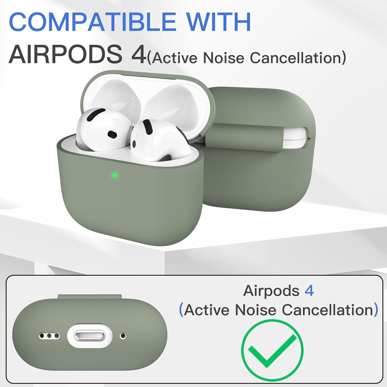 Funda de Silicona Veirrw para AirPods 4 - Gris Claro, Ligera y Protectora