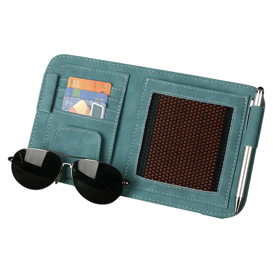 Organizador de Visera de Coche SMILFUY Cuero Verde 26.5x15.5cm