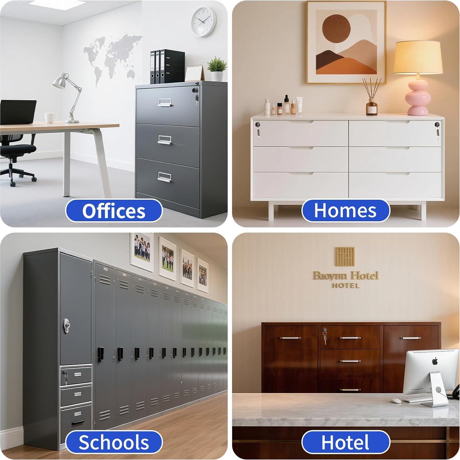 Cerradura de Cajón TBWHL con Llaves - 4 Pcs, 16mm, Negro