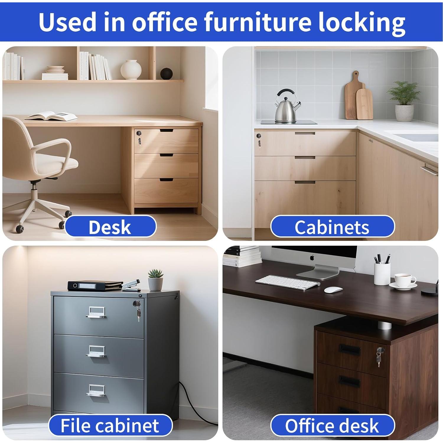 Cerradura de Cajón TBWHL con Llaves - 4 Pcs, 16mm, Negro