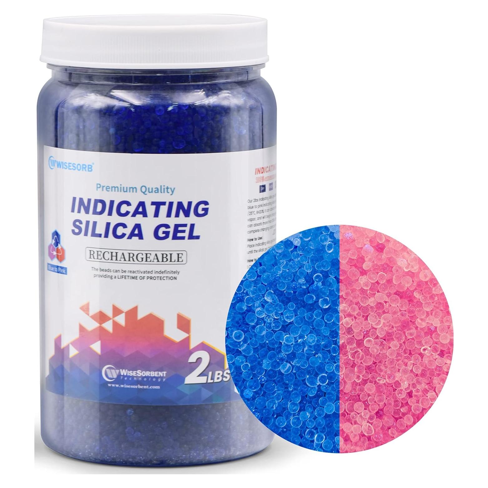 Perlas de Gel de Sílice Wisesorb 2 LBS Indicadoras Azul a Rosa