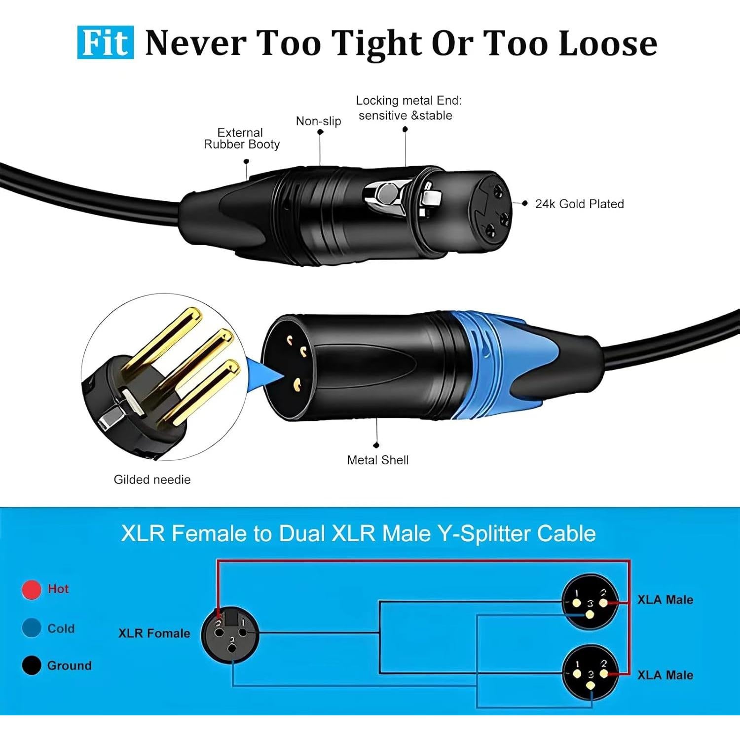 Cable Divisor XLR 0.5m Smithok Hembra a 2 Machos Profesional